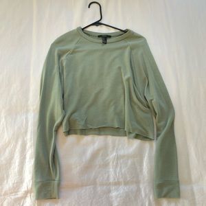Forever 21 Cropped Long Sleeve Top Size Medium - Sage Green.